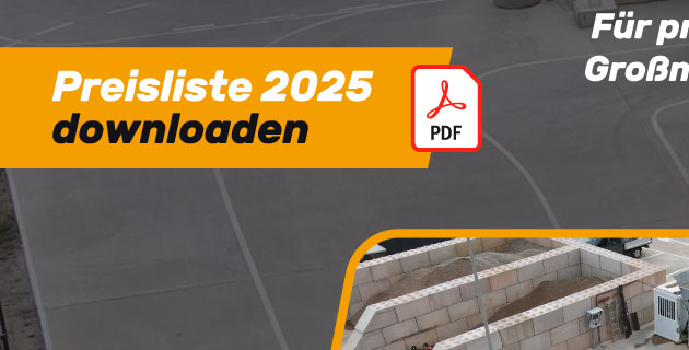 Hier unsere FISCHER BAUSTOFF DRIVE-IN Beton und Schüttgüter Preislisten 2025 downloaden